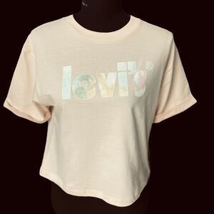 Levi's Girls Crew Neck Short Sleeve Shirt Peach Rolled Cuff Sz/L -12-13